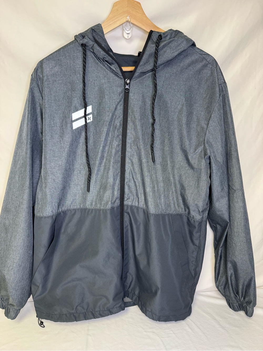 Hurley Two-Tone Gray & Charcoal Hooded Windbreaker
